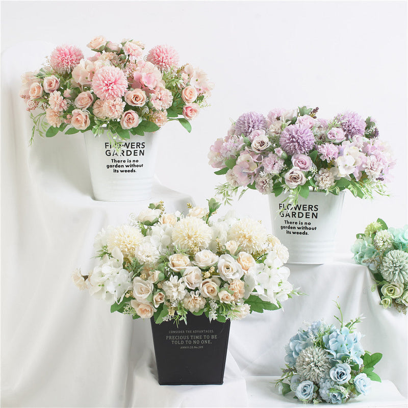 12 Inch Artificial Silk Peony and Mum Bush Bouquet, Mixed Floral Stems, Bulk Wholesale Pack