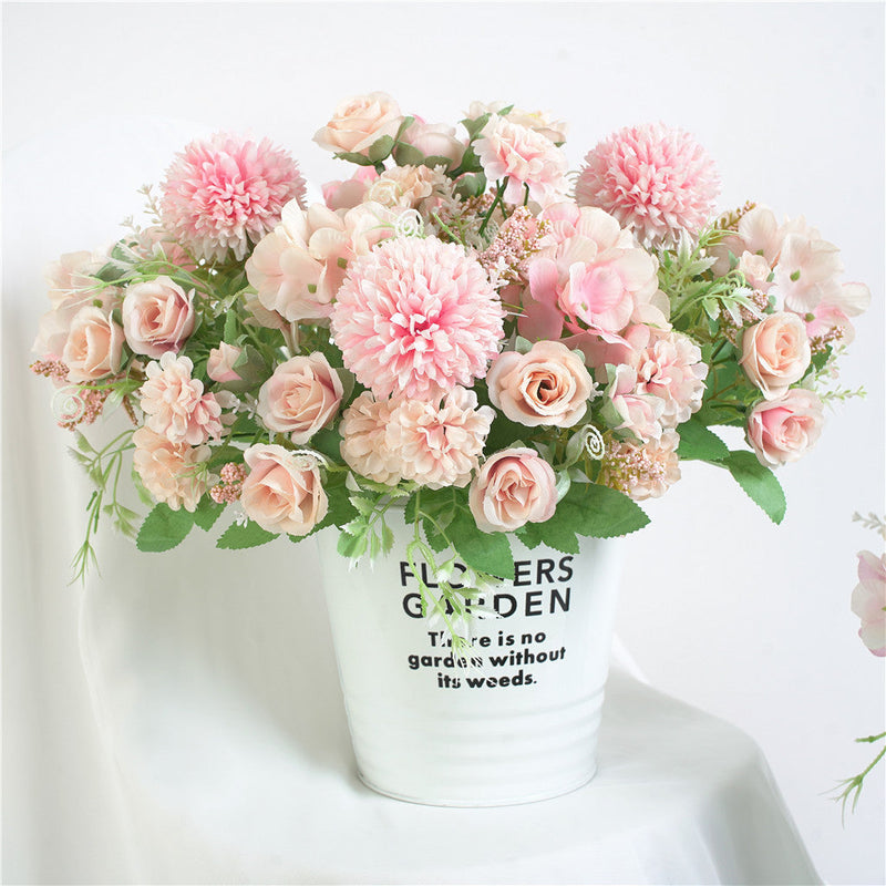 12 Inch Artificial Silk Peony and Mum Bush Bouquet, Mixed Floral Stems, Bulk Wholesale Pack