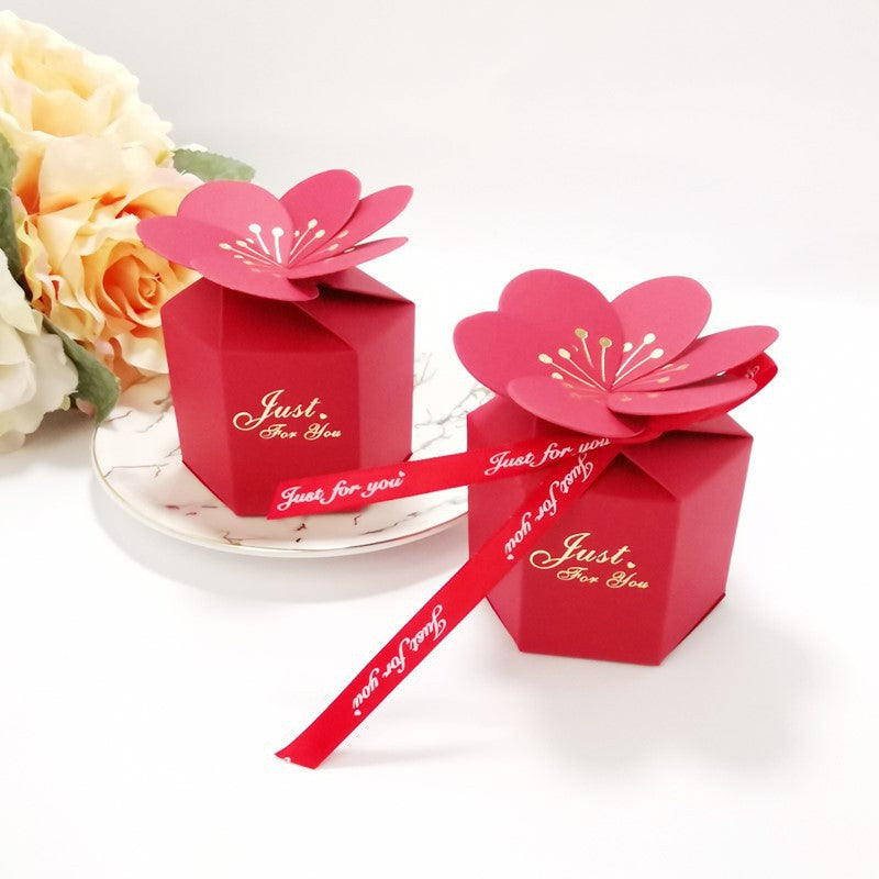 Bulk 50Pcs Party Favor Box Sakura Shaped Gift Box with Ribbons for Themed Party Bridal Shower Wedding Decorations Wholesale