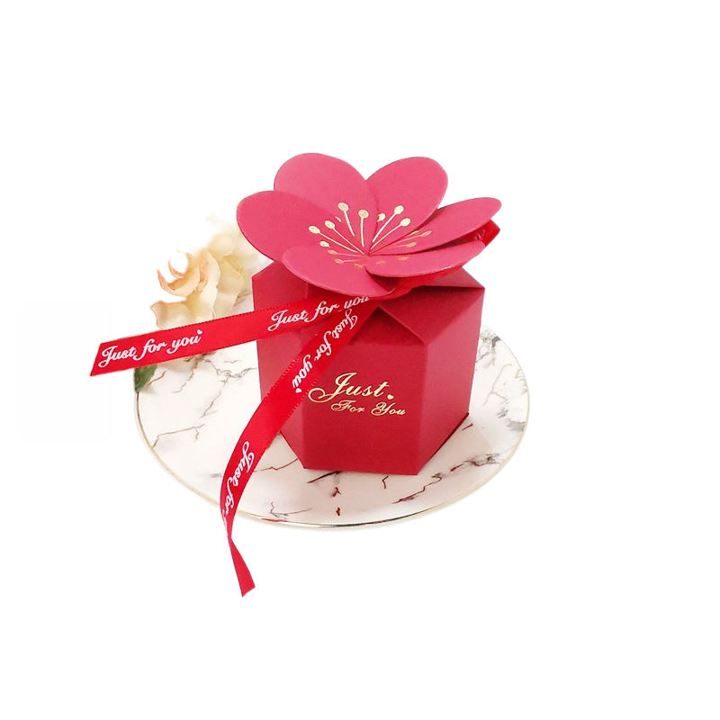 Bulk 50Pcs Party Favor Box Sakura Shaped Gift Box with Ribbons for Themed Party Bridal Shower Wedding Decorations Wholesale