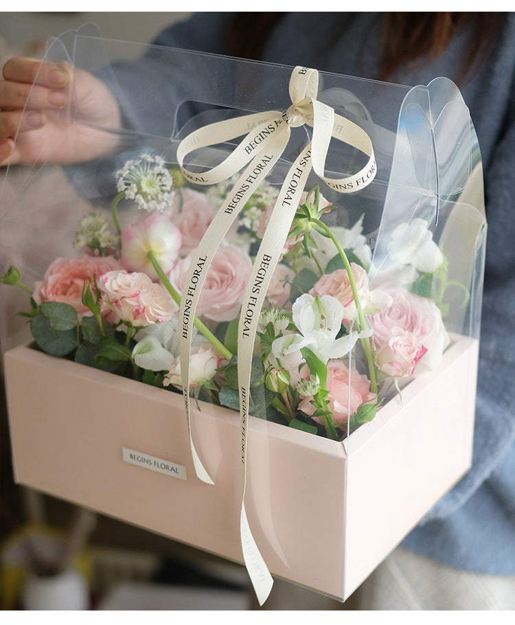 DIY Two-Compartment Bulk Flower Gift Box with Handle for Floral Arrangements