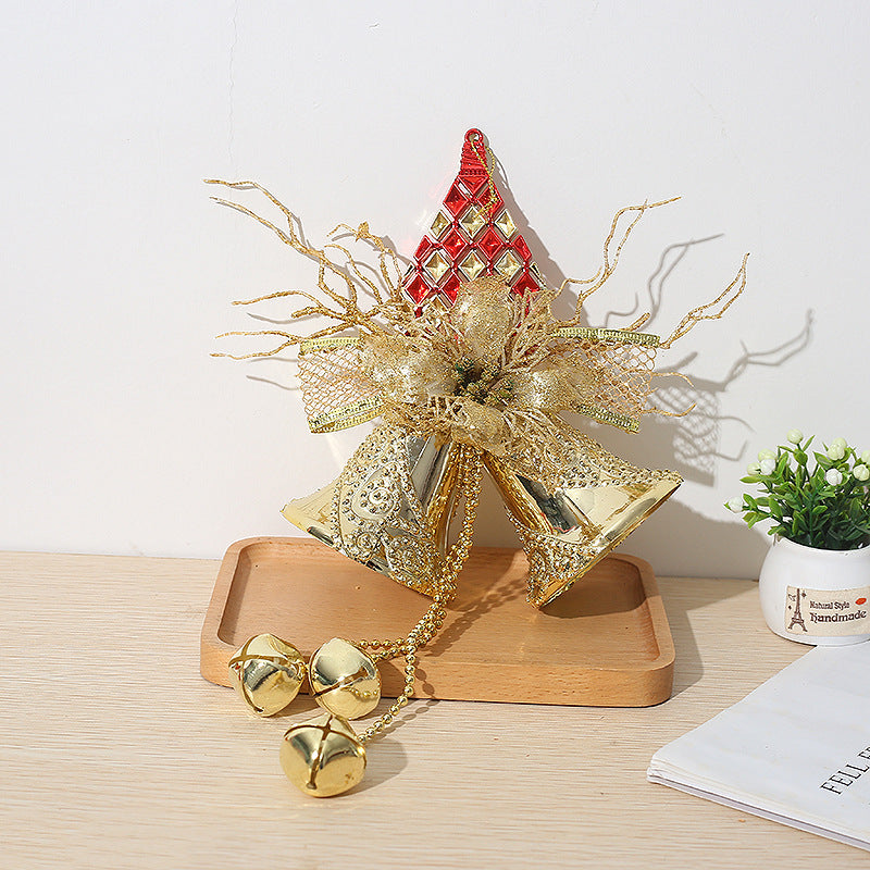 Double Bell Pendant Hanging Ornaments with Wreath – Bulk Set for Xmas Tree and Home Door Decor