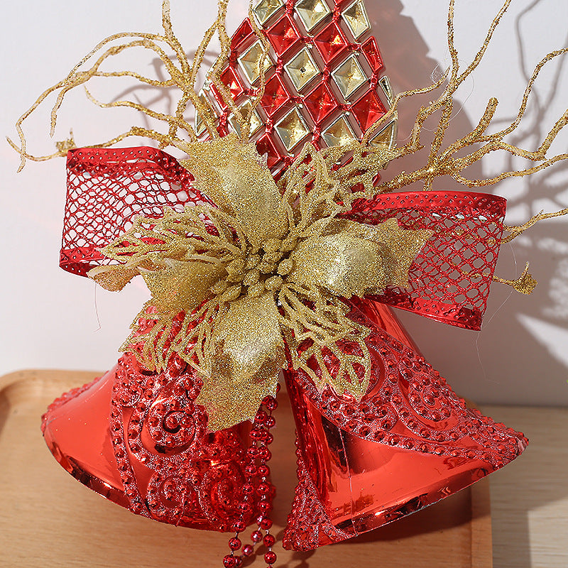 Double Bell Pendant Hanging Ornaments with Wreath – Bulk Set for Xmas Tree and Home Door Decor