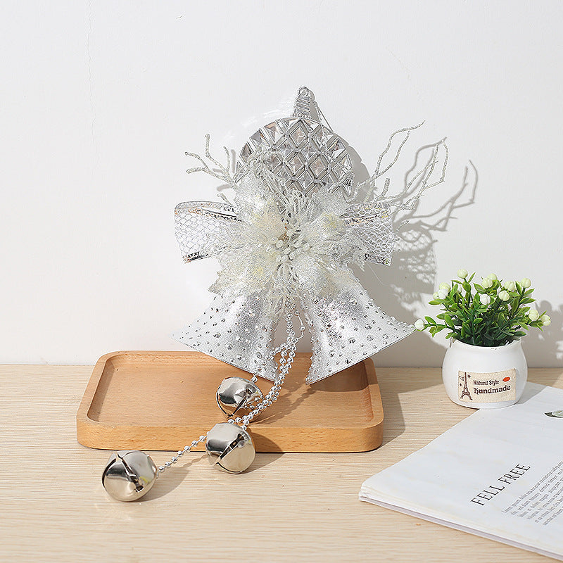 Double Bell Pendant Hanging Ornaments with Wreath – Bulk Set for Xmas Tree and Home Door Decor