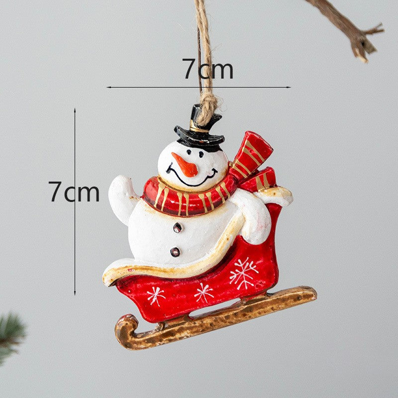 Santa Claus Sleigh Pendant Ornament 10 Pcs Christmas Tree Hanging Decoration Holiday Decor