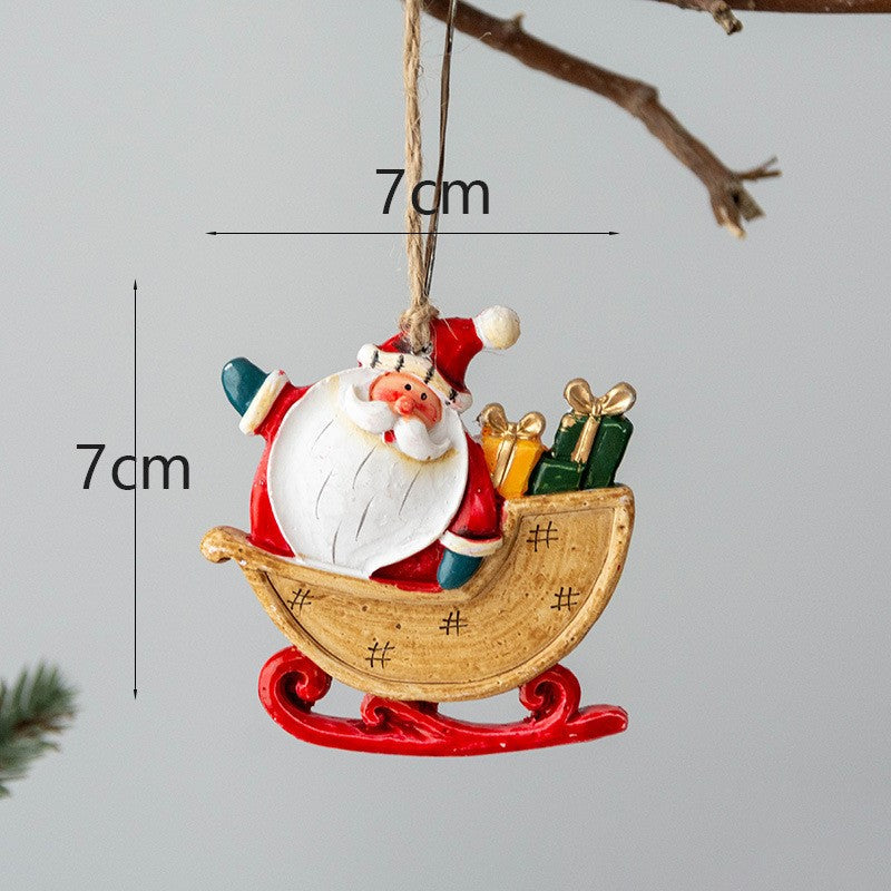 Santa Claus Sleigh Pendant Ornament 10 Pcs Christmas Tree Hanging Decoration Holiday Decor