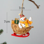Santa Claus Sleigh Pendant Ornament 10 Pcs Christmas Tree Hanging Decoration Holiday Decor