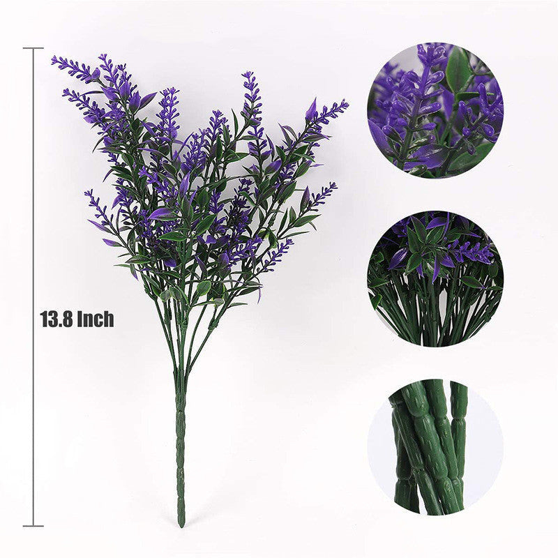 Artificial Greenery Plants Lavender Bulk 10 Pcs UV Resistant Shrubs for Outdoors Hanging Planters Window Box Indoor Decor
