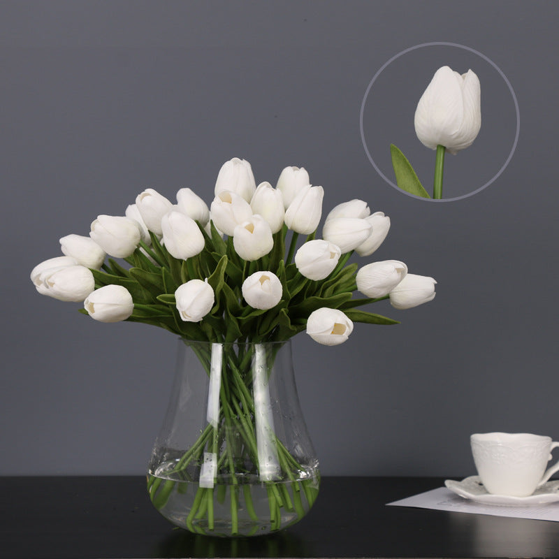 13 Inch Artificial Tulip Stems, 10 Pcs Real Touch Silk Tulips Bulk Wholesale
