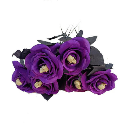 16 Inch Artificial Skeleton Spider Rose Stems, 10 Pcs Halloween Floral Stems