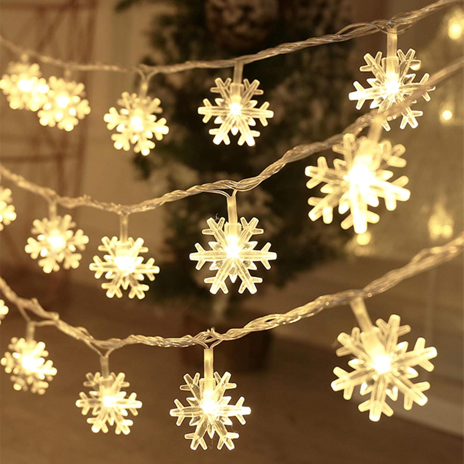 Bulk 20FT 40 LED Snowflake String Lights Battery Operated Fairy Lights for Xmas Tree Bedroom Party Home Indoor Outdoor Decor Wholesale