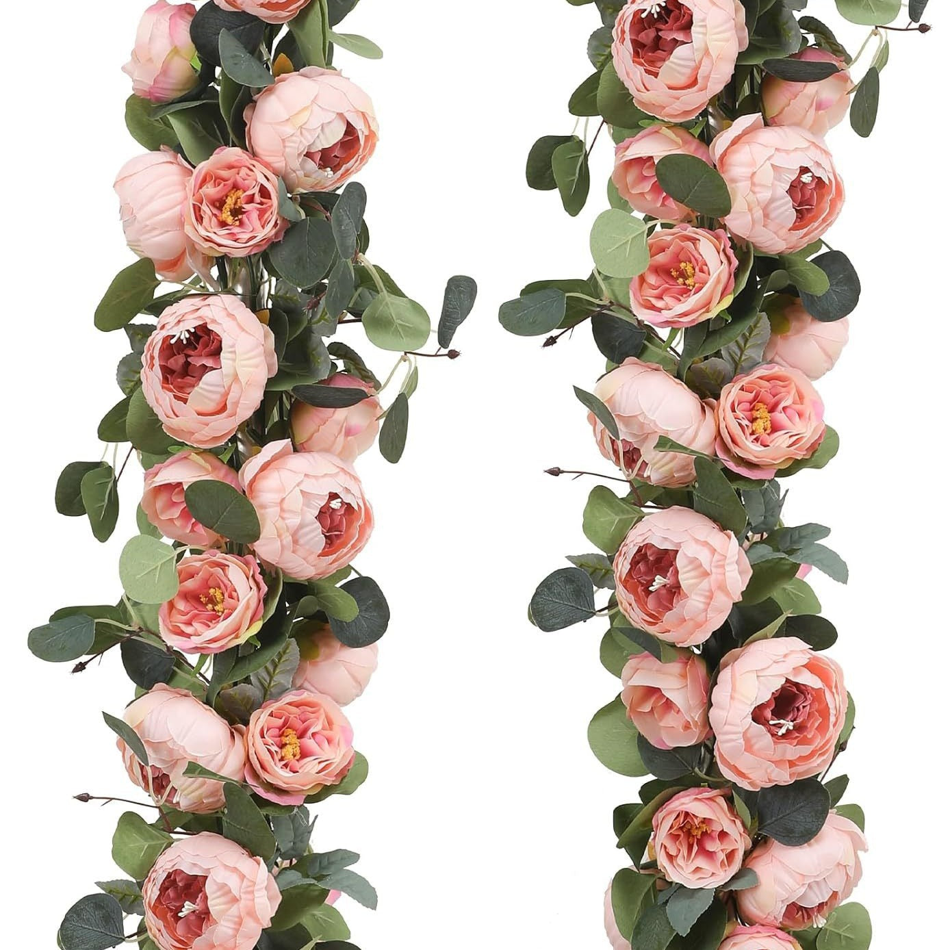 Bulk 2 Pack Artificial Peony Flower Garlands Eucalyptus Garlands with Flowers for Wedding Table Home Decor Wholesale