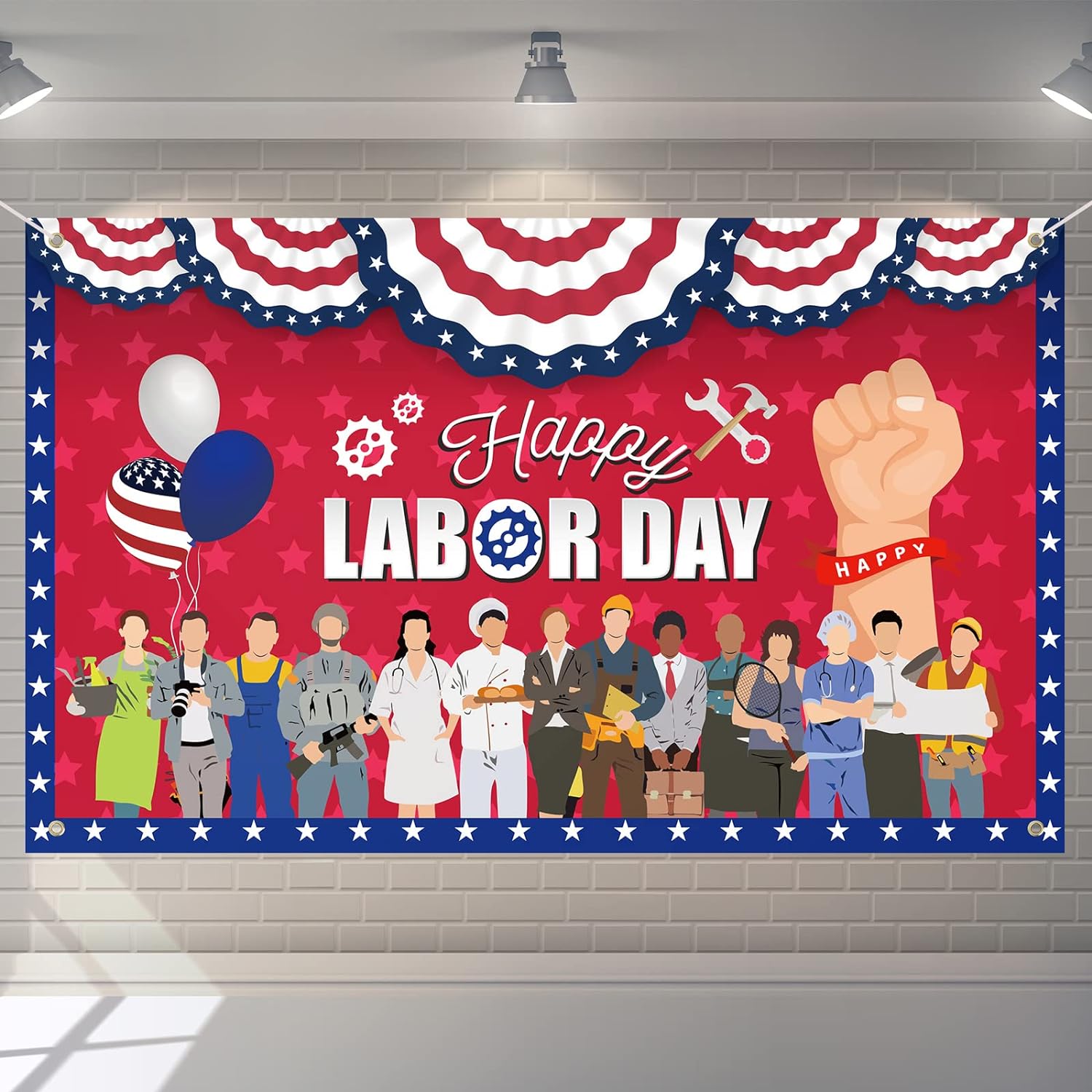 Bulk Labor Day Banner Backdrop Happy Labor Day Outdoor Indoor Decorations Large Photography Background for Celebration Parties Home Classroom Wholesale