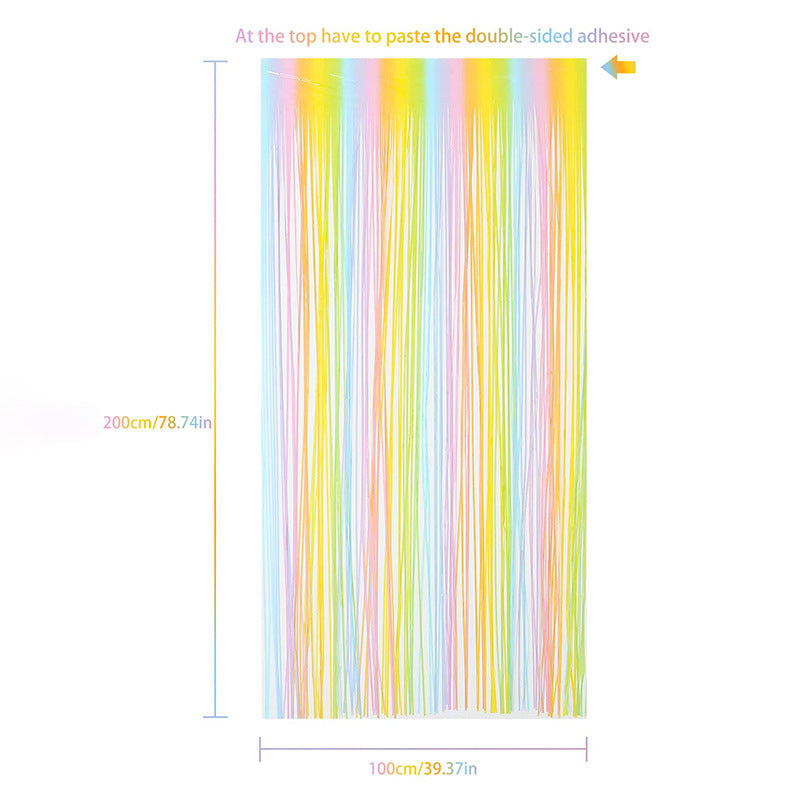 Bulk 2 Pcs Macaron Rainbow Foil Fringe Backdrop Curtains Door Streamers for Wedding New Year Bachelorette Birthday Party Decoration Wholesale