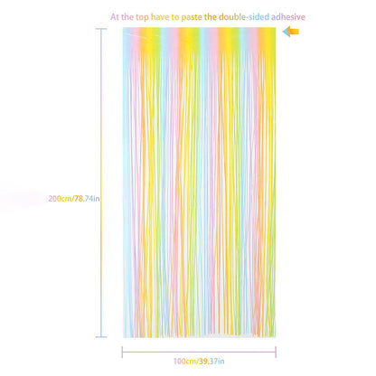 Bulk 2 Pcs Macaron Rainbow Foil Fringe Backdrop Curtains Door Streamers for Wedding New Year Bachelorette Birthday Party Decoration Wholesale