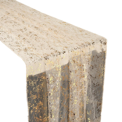 Bulk 13Ft Gold Table Runner Sequin Glitter Sheer Chiffon Cheesecloth with Metallic Foil for Wedding Birthday Baby Shower Party Decorations Wholesale