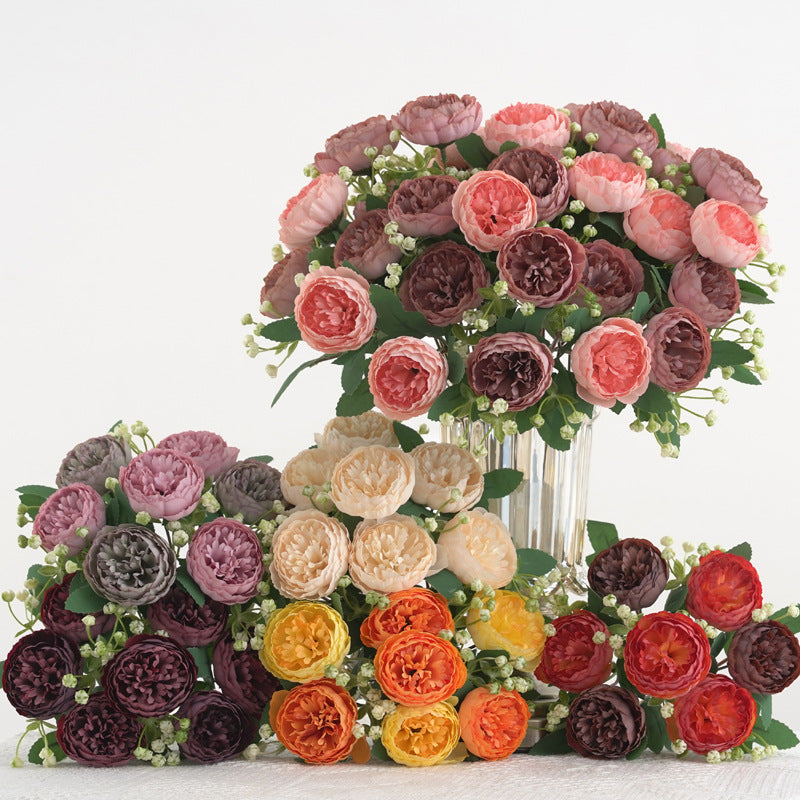 Wedding Floral Backdrop Artificial Peony Bush - 11.81" 7-Head Silk Decor for Venue Styling