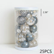 Blue Glitter Christmas Ball Ornaments Set, 12 Pcs Hanging Decorations for Tree, Holiday Home Decor