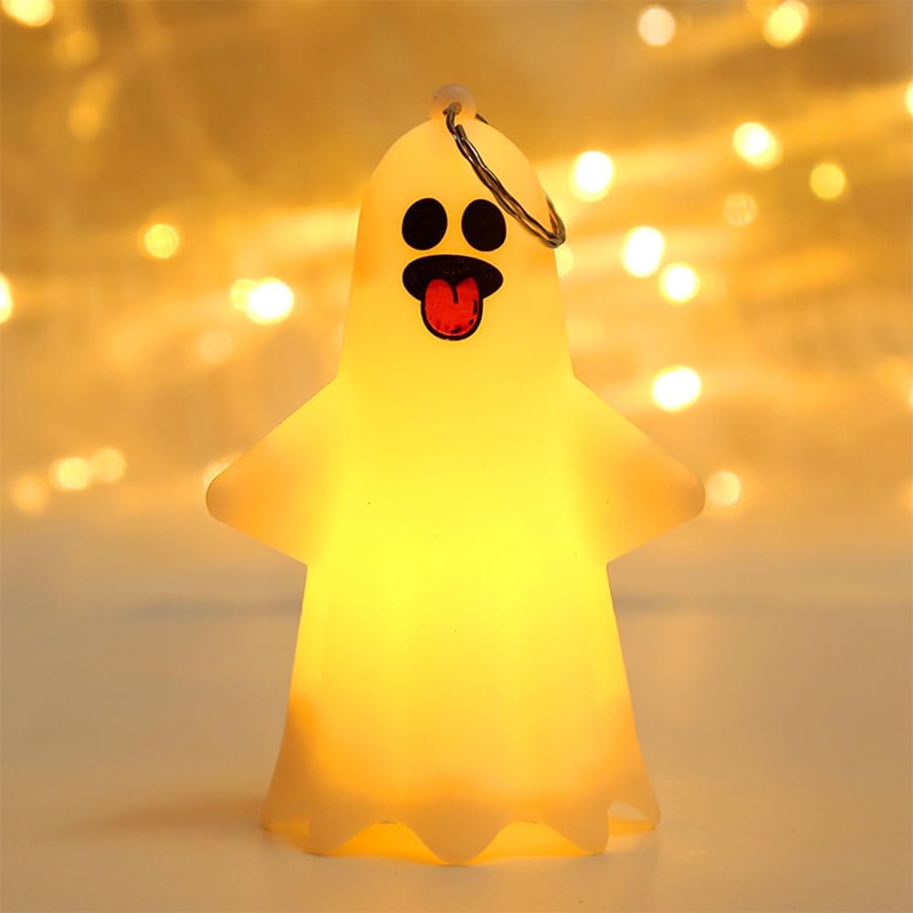 Halloween Decorations LED Ghost Hanging Lights Illuminated Ghost Ornaments for Indoor and Outdoor Use Perfect for Courtyards Gardens and Trees