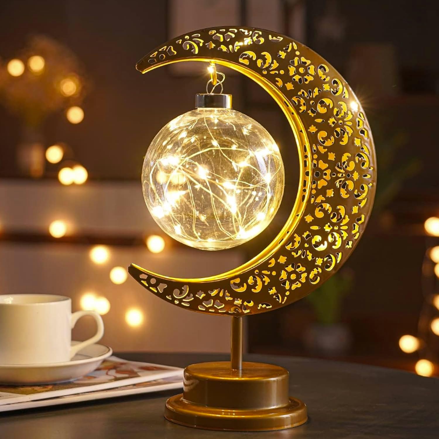 Bulk Moon Lamp Enchanted Lunar Lamp for Ramadan & Eid Decor Magic Kids Night Light Crescent Galaxy Table Lamp  for Bedroom and Home Decor Wholesale