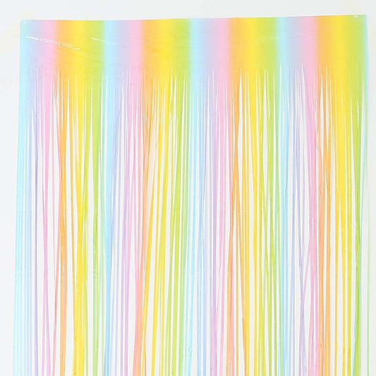 Bulk 2 Pcs Macaron Rainbow Foil Fringe Backdrop Curtains Door Streamers for Wedding New Year Bachelorette Birthday Party Decoration Wholesale