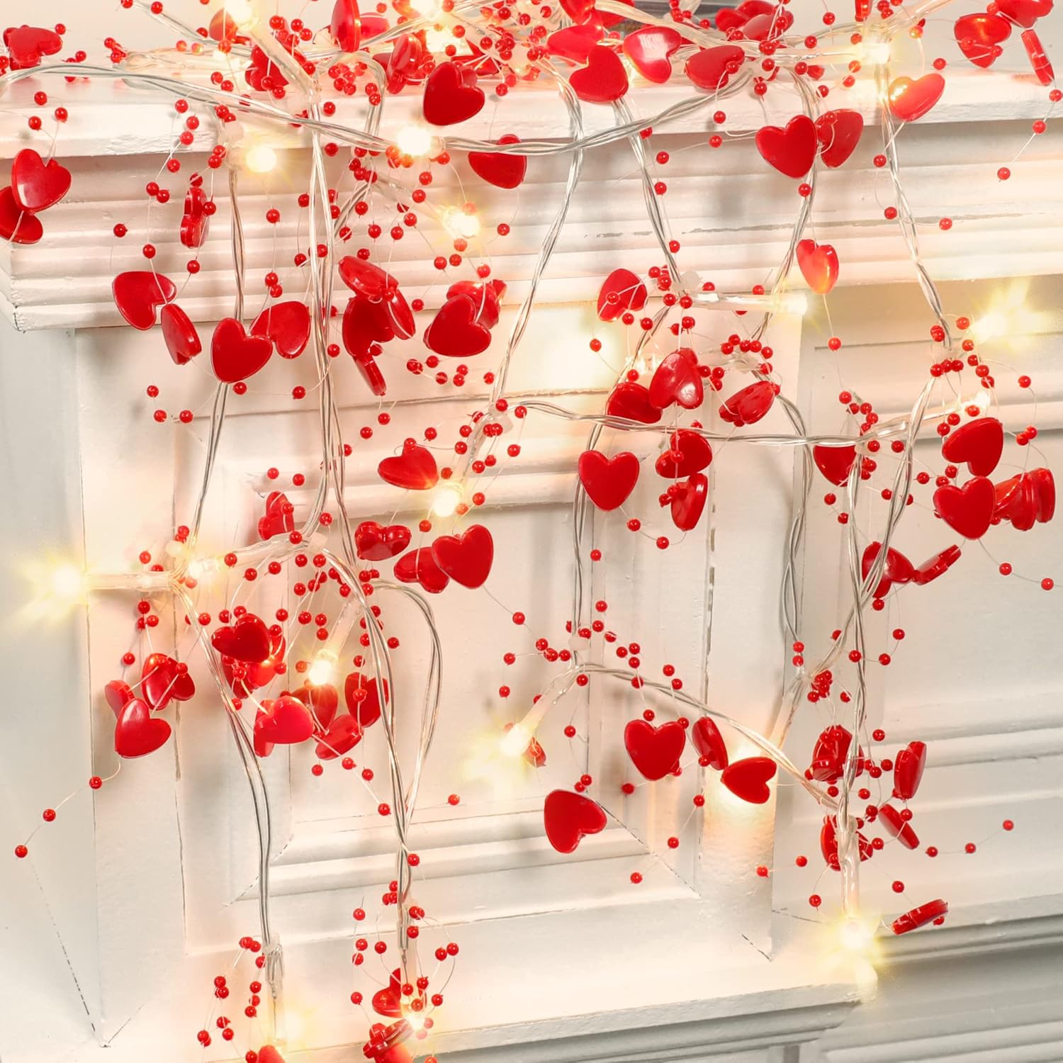 Bulk 10FT 30 LED Valentine's Day Garland with Red Heart Lights Battery Operated for Mantle Tree and Romantic Valentines Day Decoration Wholesale