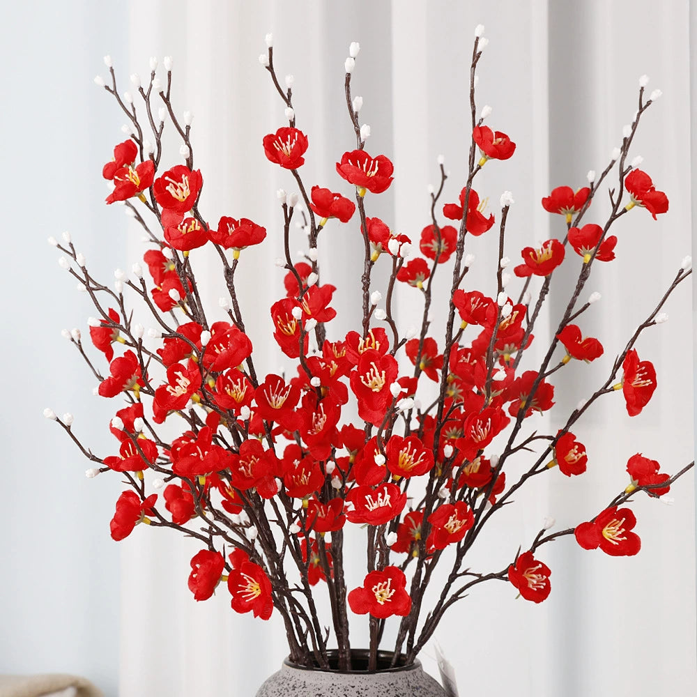 Bulk 6 Pcs 21.6" Artificial Plum Blossom Long Stem Spring Flowers Wholesale