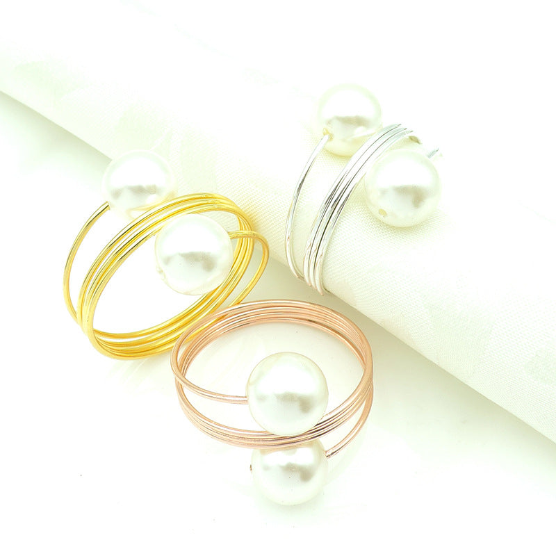 Bulk 10 Pcs Elegant Spiral Faux Pearl Napkin Rings - Perfect for Weddings and Party Table Decor Wholesale