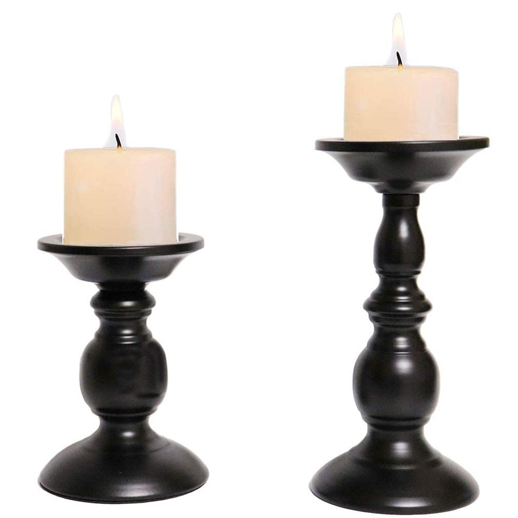 Bulk Black Metal Pillar Candle Holders for Home Table  Bedroom Livingroom Wedding Decor Wholesale