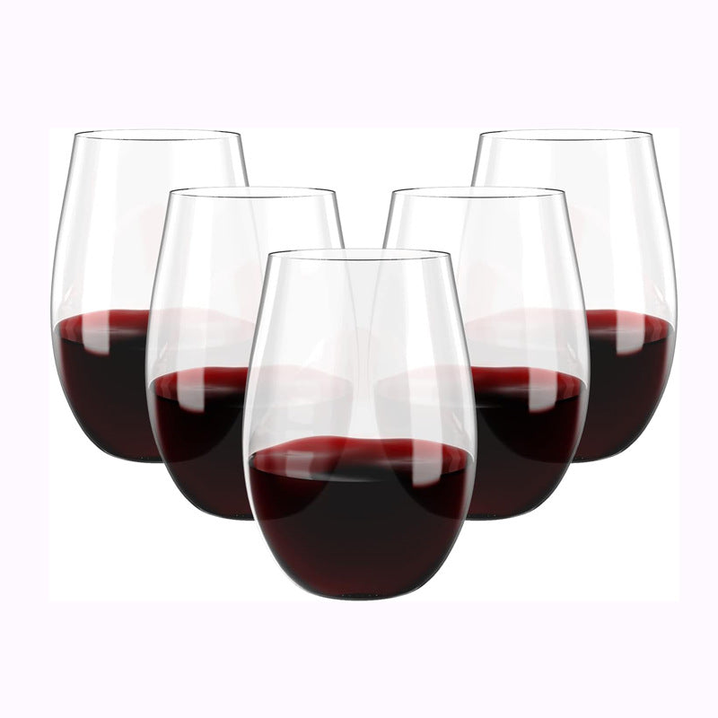 Bulk 20 Pcs 16 oz Stemless Plastic Wine Glasses Reusable Disposable Wine Cups Shatterproof Glasses for Weddings & Parties Wholesale