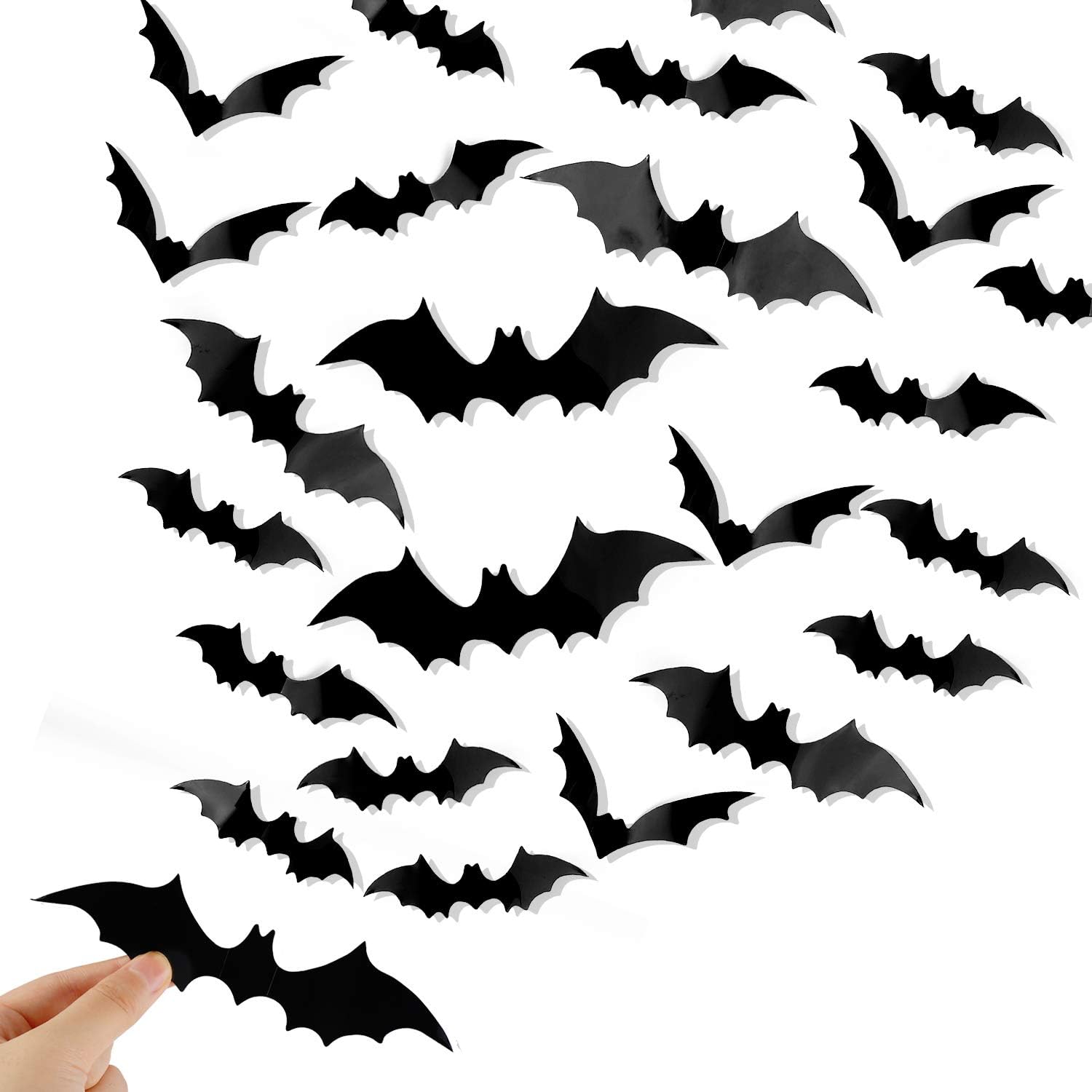 Halloween Decorations 140 Piece 3D Black Bat Wall Decals Waterproof 4 Sizes for Home and Room Decor