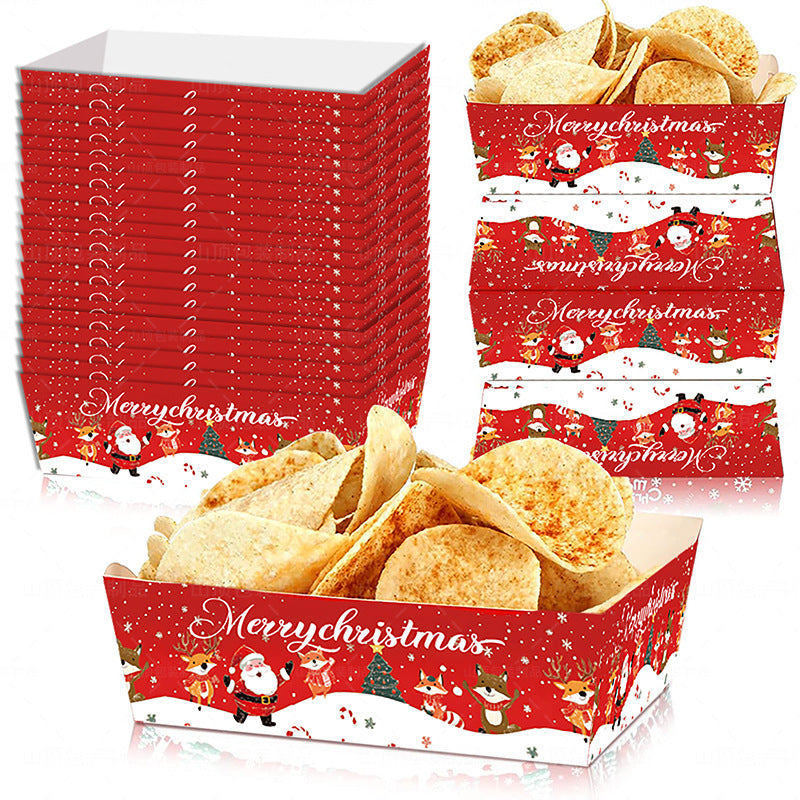 Bulk 20Pcs Christmas Snack Tray – Disposable Paper Platters for Holiday Party Treats and Appetizers Wholesale