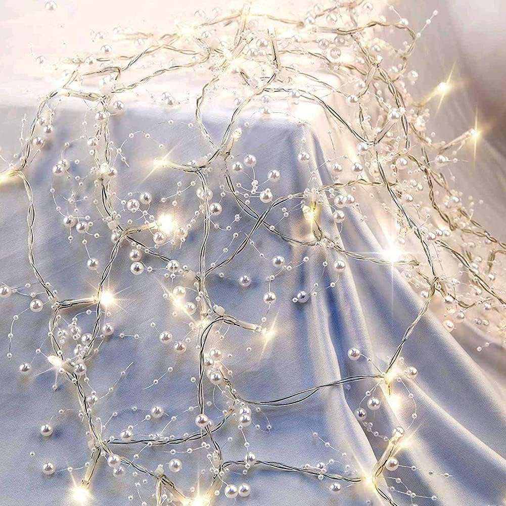 Bulk 13FT 40 LED White Pearl String Lights Battery Operated Lights for Xmas Bedroom Mantel Wedding and Party Decor Wholesale