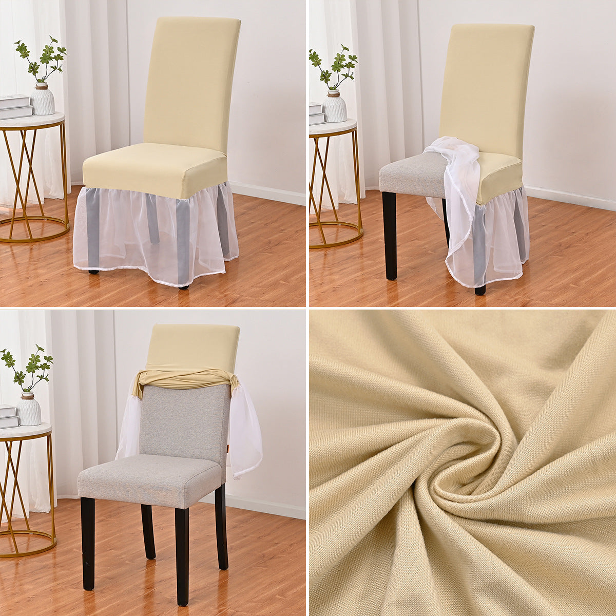 Bulk Milk Silk Gauze Skirt Chair Cover suitable for Hotel Restaurant Conference Banquet Wedding and Party Decoration Wholesale