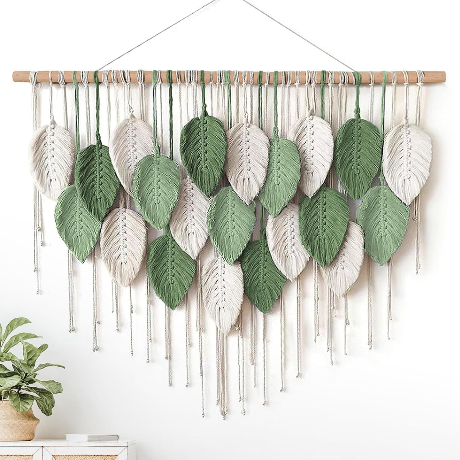 Bulk Wall Hanging Boho Woven Tapestry Bohemian Handmade Leaf Feather Wall Art Decorations for Apartment Dorm Living Room and Bedroom Wholesale