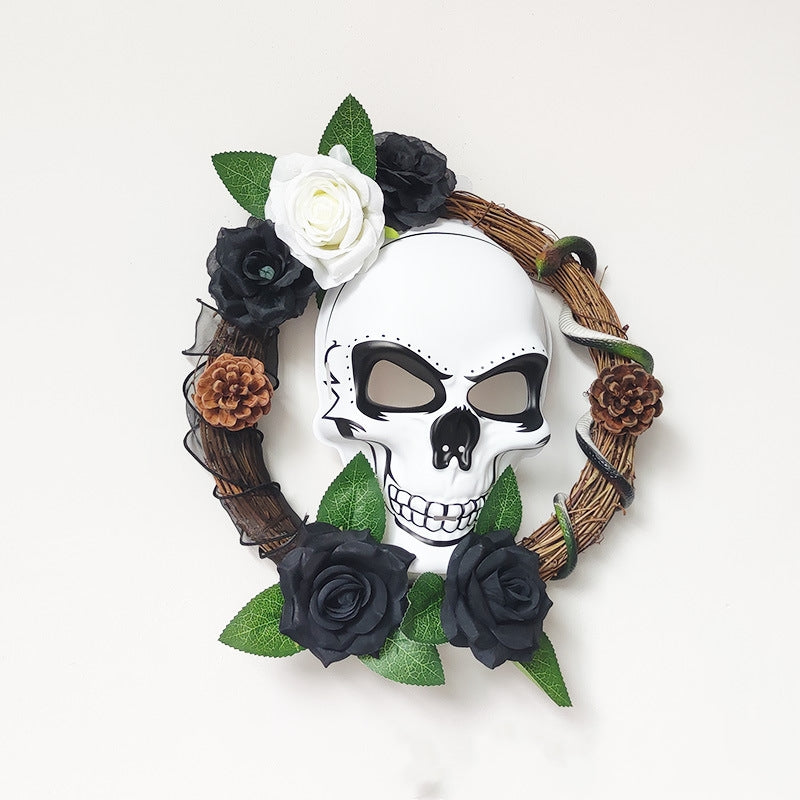 Halloween Skull Light Up Wreath 16 Inch Artificial Halloween Decoration
