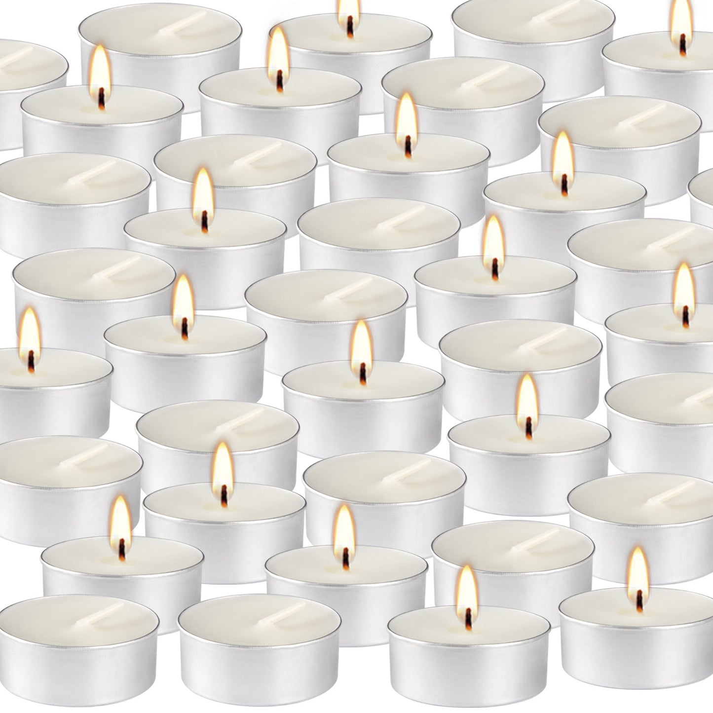 Bulk 100 Pcs Unscented Smokeless White Tea Light Candles  with 4-Hour Burn Time for Home Decor Shabbat Weddings Events Birthday Parties Wholesale