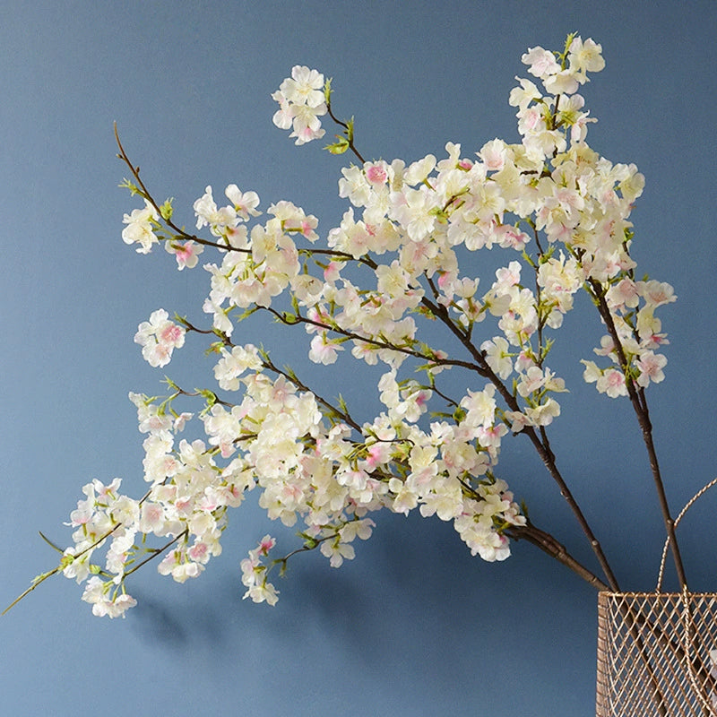 Ceremony Artificial Cherry Blossom Stems, 4-Branch Faux Floral Branches for Arch & Aisle Decor