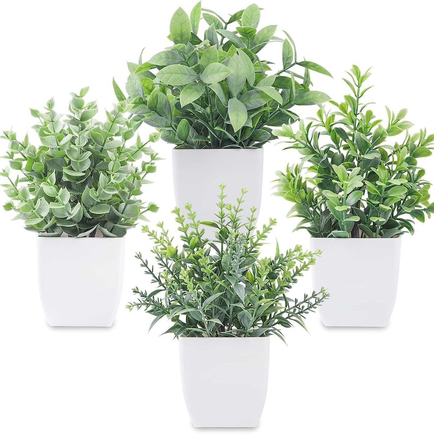 Bulk 4 Pack Mini Artificial Potted Plants Fake Greenery for Indoor Home Table Bedroom and Farmhouse Decor Wholesale