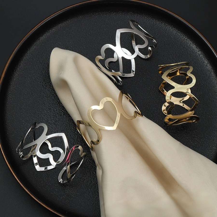 1.8 Inch Metal Heart-Shaped Napkin Rings - Elegant Table Decor for Weddings, Parties & More