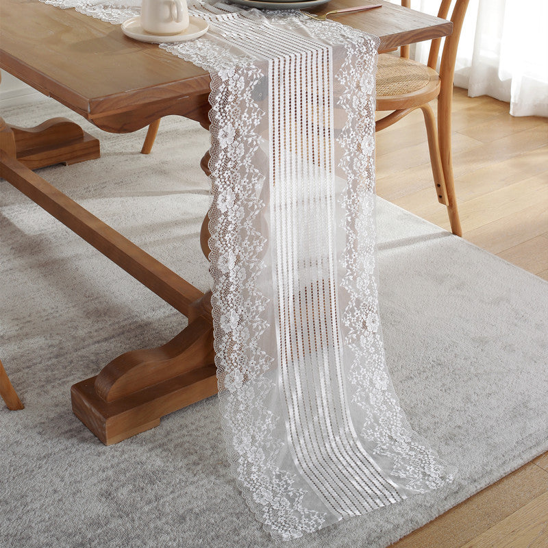 Bulk 1 Pack Boho Table Runner with Lace Embroidery Wholesale