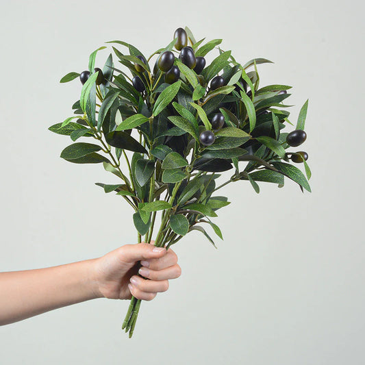 Bulk 15" Olive Leaves Stems Lifelike Artificial Tree Branches For Home Decor Wholesale