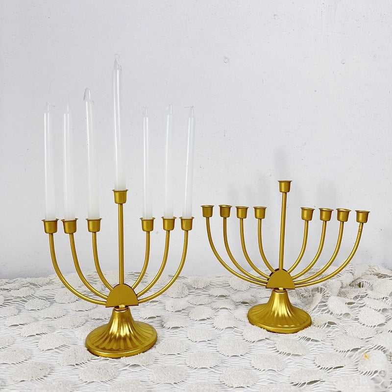 Bulk Hanukkah Menorah Candle Holder Gold 7/9 Branch Candelabra for Jewish & Israel Festival Decor Wholesale