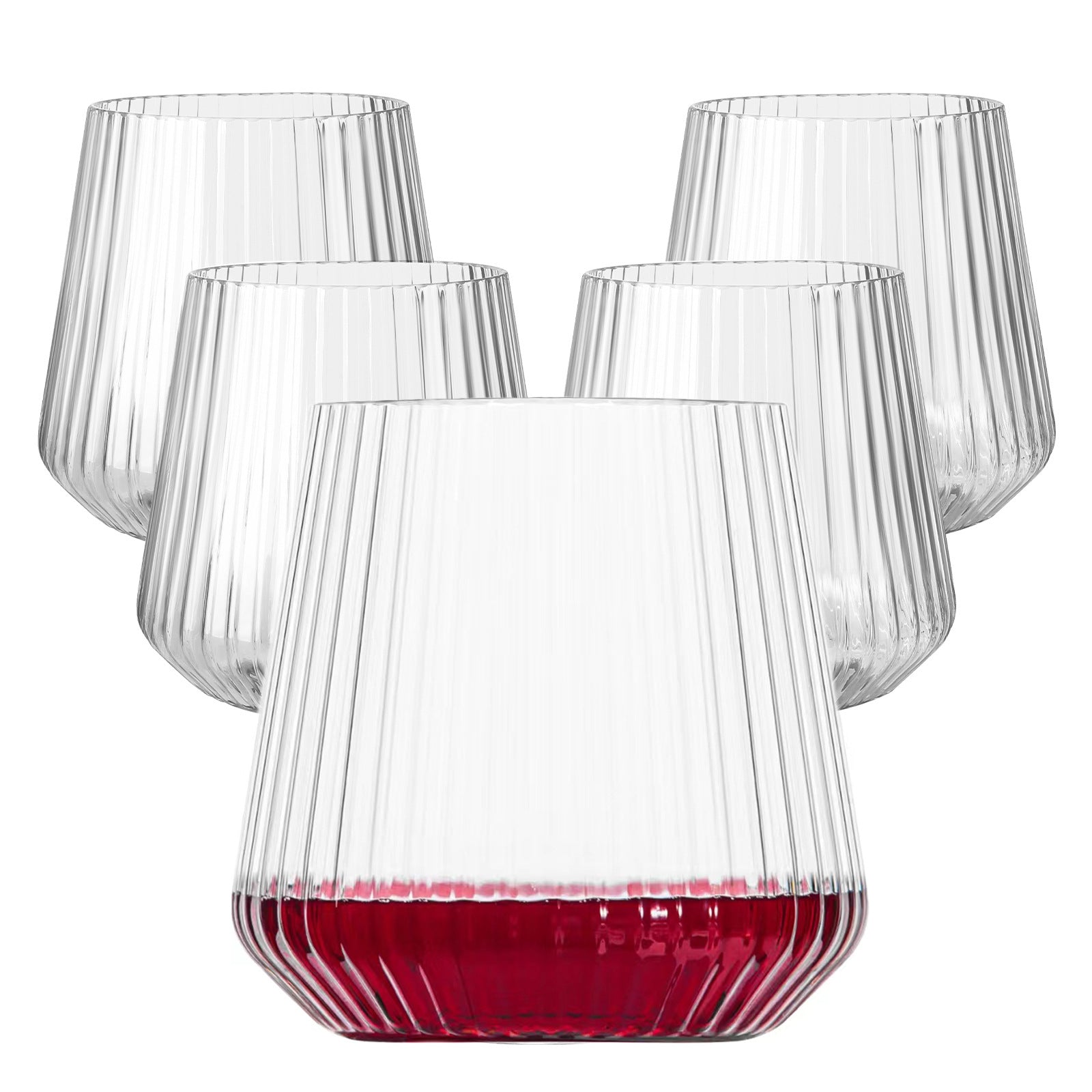 Bulk 36 Pcs 14oz Disposable Plastic Wine Cups Striped Juice Glasses Cocktail Cups and Egg Cups Wholesale