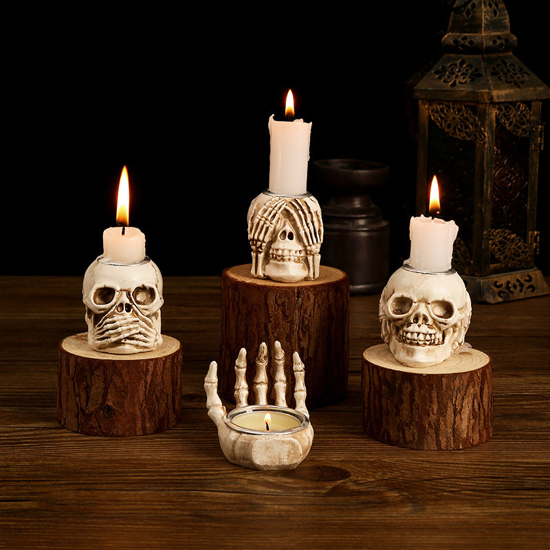 Bulk Halloween Decoration Skull Candle Holder Spooky Decoration for Escape Rooms and Murder Mysteries Wholesale