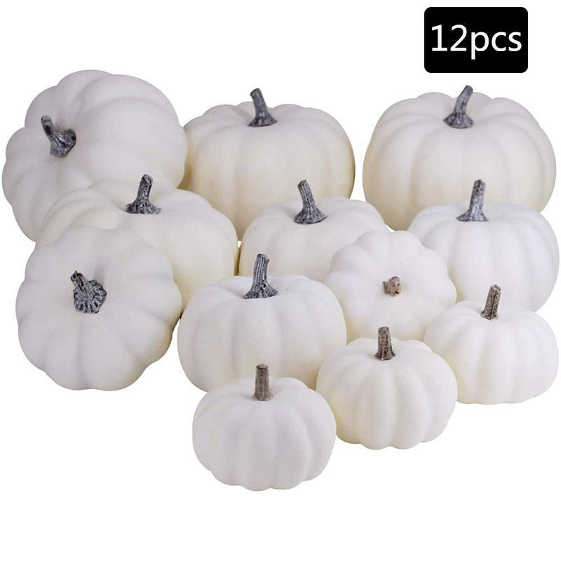 Bulk 12 Pcs Artificial White Pumpkins for Halloween and Thanksgiving Decor, Photography Props, and DIY Projects Wholesale