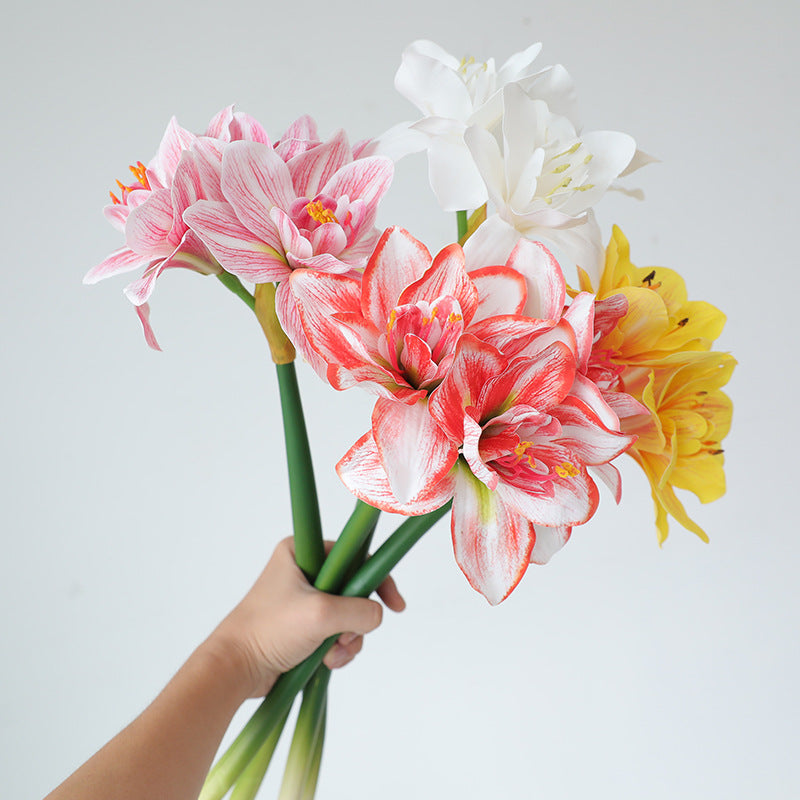 Bulk 25" Clivia Miniata Lily Stems Real Touch Artificial Flowers for Wedding Home Decoration Wholesale