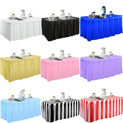 Bulk 14FT Disposable Tablecloth & Skirt Set for Rectangle Table Wedding Buffet Birthday Party Baby Shower Decorations Wholesale