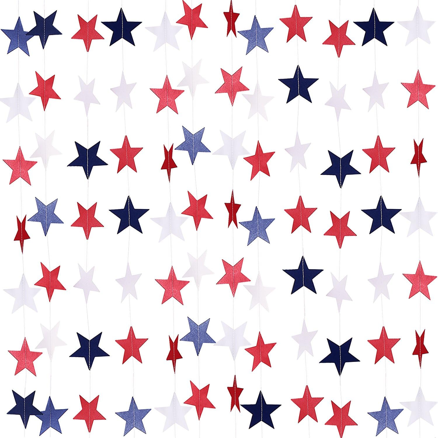 Bulk Patriotic Star Banner Garland for Labor Day Red White and Blue Decorations for 4th of July BBQ Memorial Day Veterans Day and Independence Day Parties Wholesale