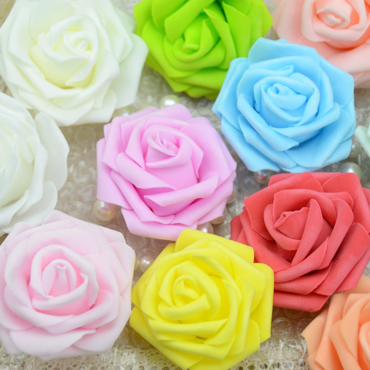 Wedding Floral Backdrop Artificial Foam Rose Heads - 2.7" DIY Craft Decor for Venue Styling